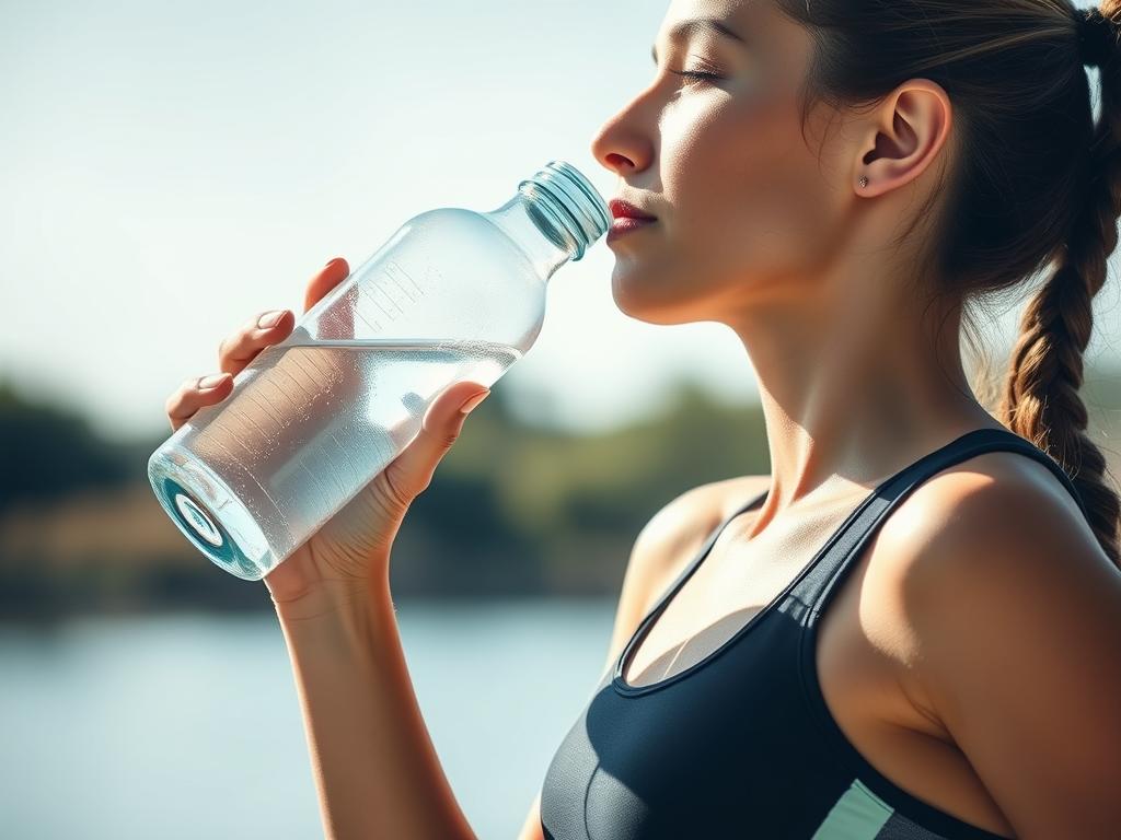 Seseorang minum air putih untuk hidrasi yang mendukung fungsi paru-paru