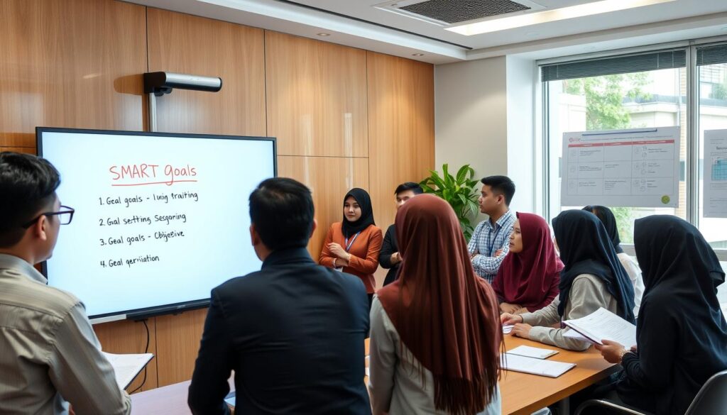 Tim sedang mendiskusikan tujuan program cross-training Tim sedang mendiskusikan tujuan program cross-training